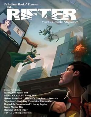 rifter 53 cover, a super hero getting ready to join an arial battle between other heroes and some monsters