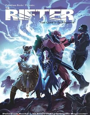 Rifter 75 cover, a ley line walker, cyber knight, and bork fighting the coalition