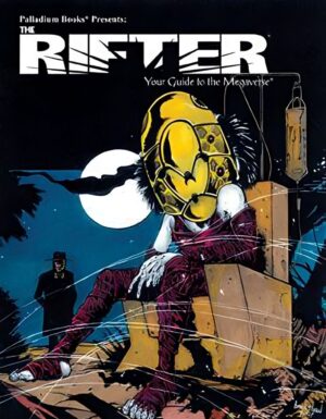 Rifter 79 cover image, a man with a gold mask sitting in a chair in front of the moon at night