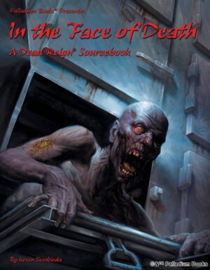 the cover of Dead Reign's In the face of death, shows a zombie crawling out of a morgue vault