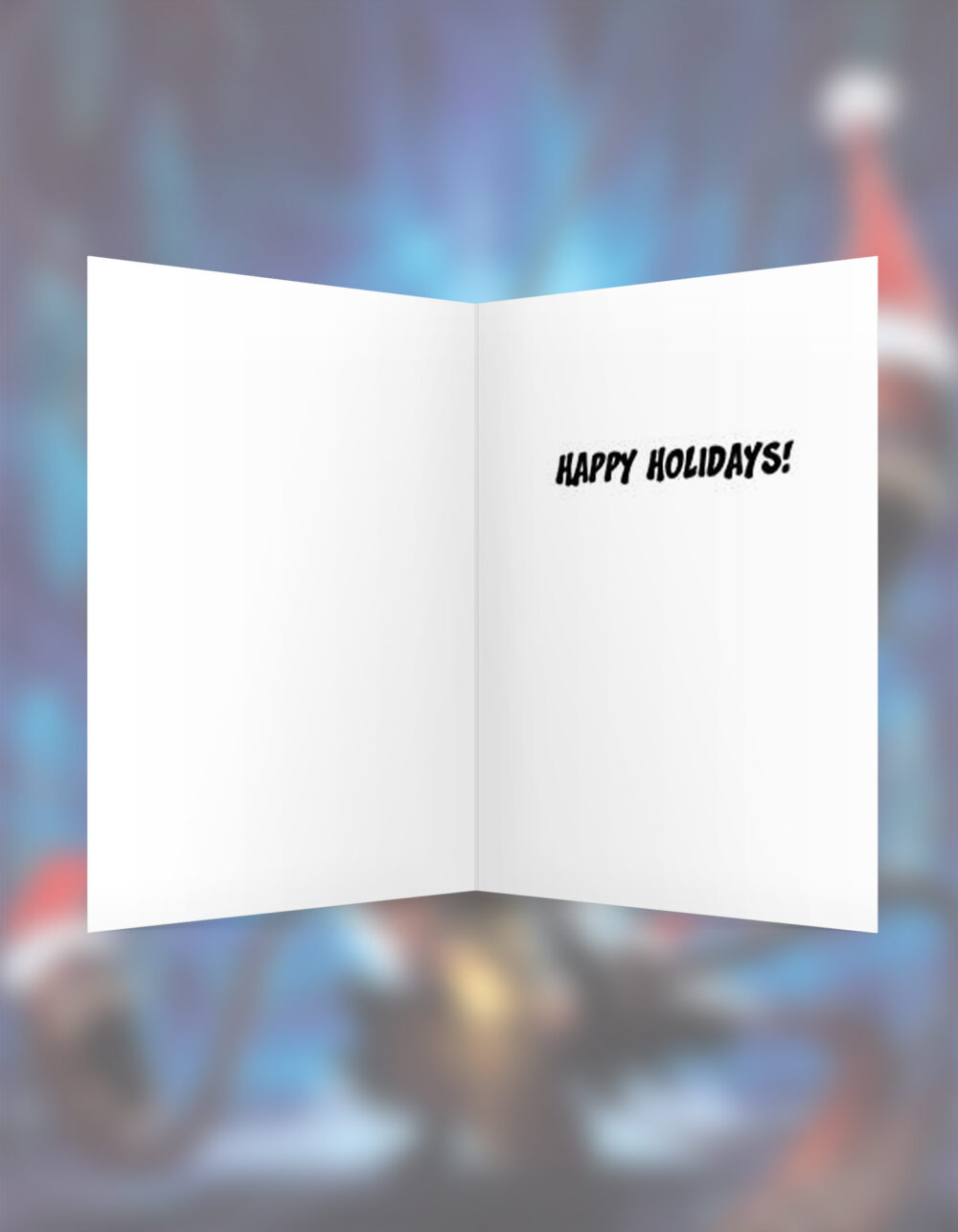 the inside of the card says "happy holidays"