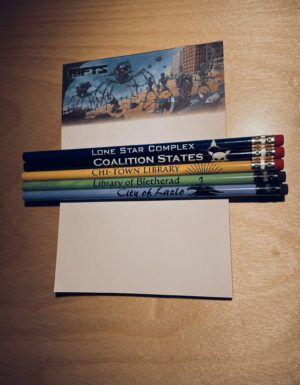 a collection of pencils and a rifts notepad