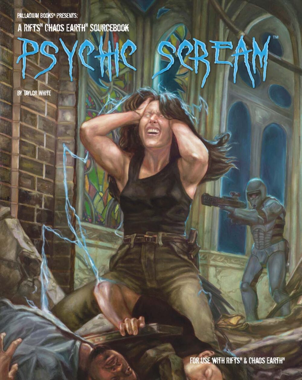 the cover of Psychic Scream, a woman having a splitting headache while her psychic powers go out of control