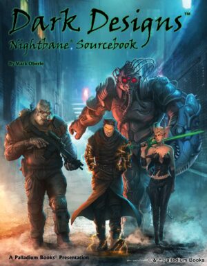 the cover for Nightbane Dark Designs, shows several nightbane stalking the city streets