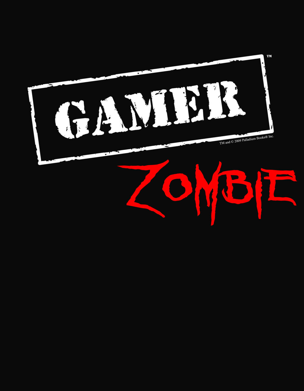 A black shirt with Gamer Zombie written in white on it