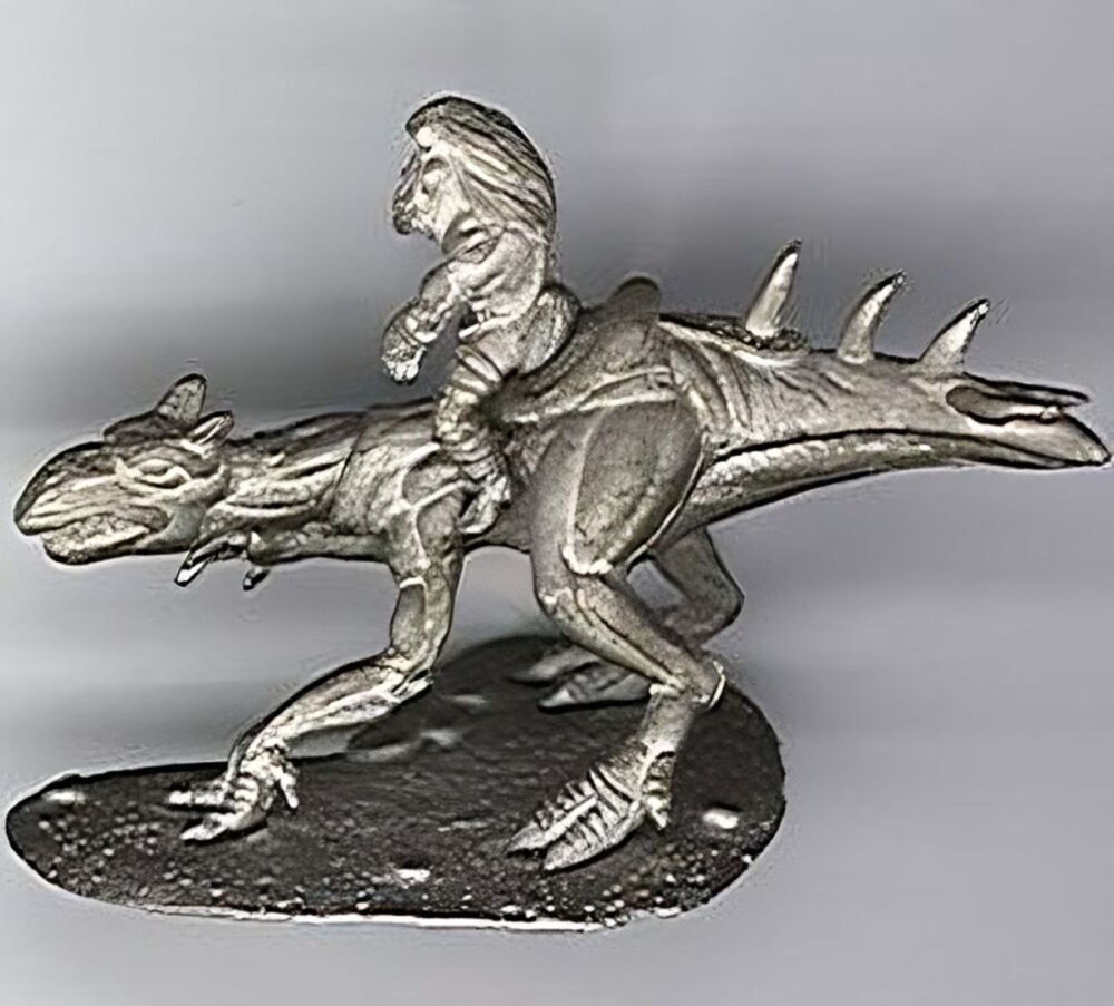 Simvan and Ostrosaurus pewter Miniature