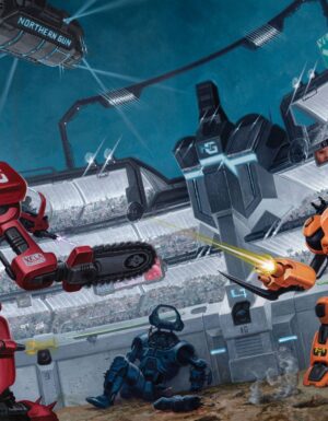 cover artwork for Northern Gun 2, features 2 robots in a battle arena