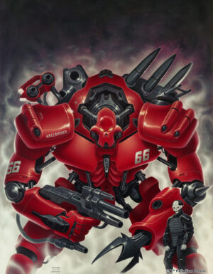 the cover of Rifts World Book 11 Coalition War Campaign, shows a picture of a Coalition Hellraiser robot