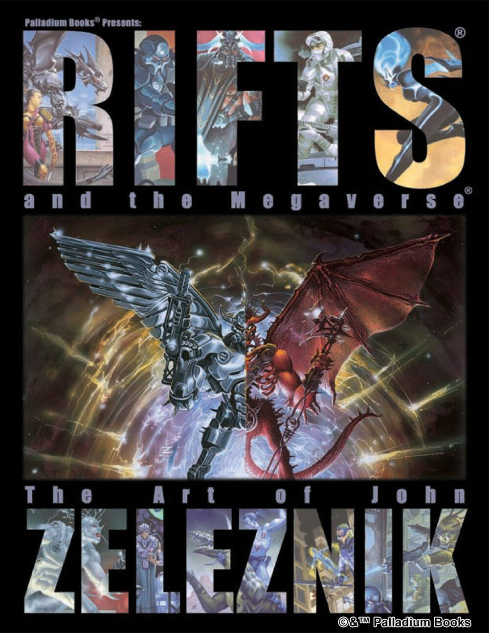 Cover of the Zeleznik art book, featuring the Rifts half cyborg half dragon